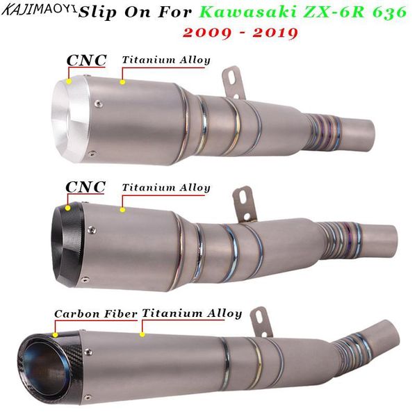 

motorcycle exhaust system gp escape modified titanium alloy middle link pipe carbon fiber muffler slip on for zx-6r zx6r 6361