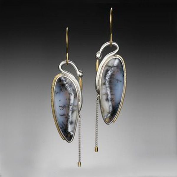 

retro style jewelry unique lady earrings for women vintage bird flowers semi-precious stones pendant earrings o4d334, Silver