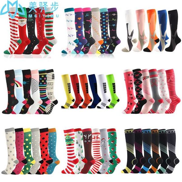 

men women compression socks fit for sports compression socks for anti fatigue pain relief knee prevent varicose veins socks 211221, Black;white