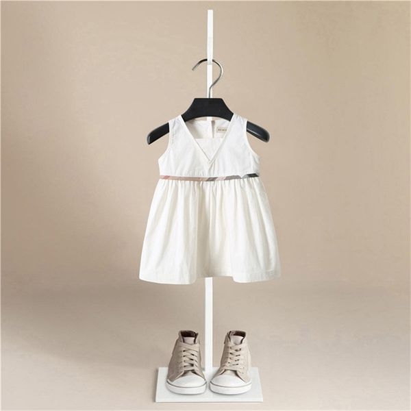 

new fashion v-neck baby girls dress children sleeveless vest dresses cute kids party for princess dress white baby clothes t200709, Red;yellow