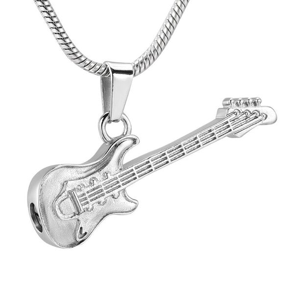 

pendant necklaces electronic guitar shape cremation necklace for ashes memorial jewelry holder keepsake, Silver