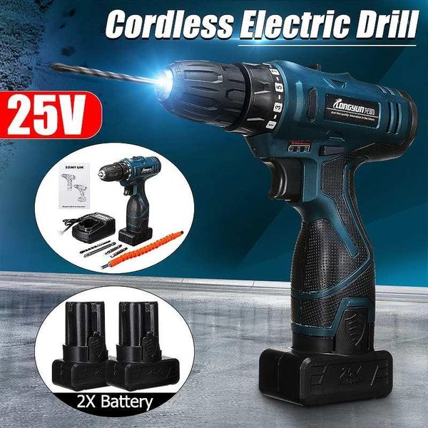 

25v 2200 mah lithium-ion battery cordless screwdriver electric drill hole electrical screwdriver hand driver wrench power tools1