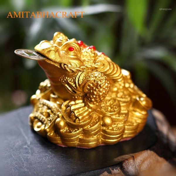 

lucky fortune golden forg china feng shui three-legged toad ornaments opening gift desk home living room crafts1