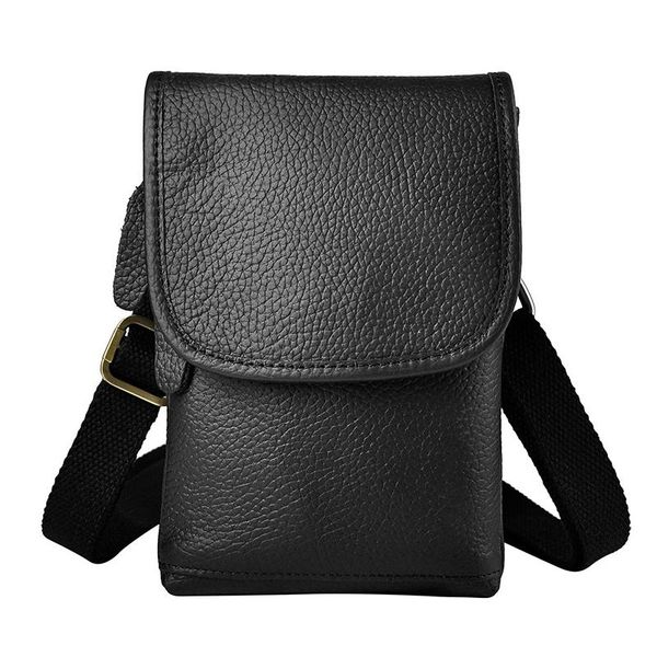 

waist bags small pack pockets genuine cow leather shoulder 7 inches men's crossbody messenger bag