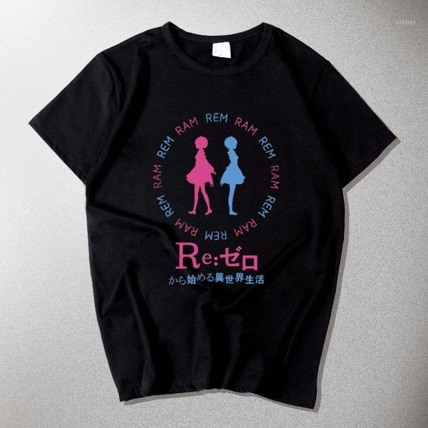 

anime re:life in a different world from zero emilia rem cosplay t-shirt lam cotton men t shirt short sleeve tee1, White;black