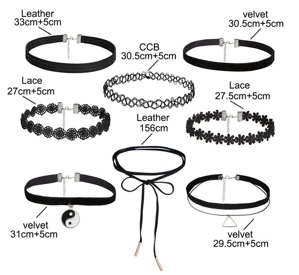 

2017 new european and american lace fish line gothic necklace combination black collar reentry chain chain necklace suit, Golden;silver