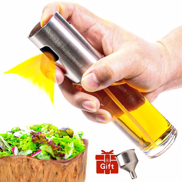 

olive oil sprayer for bbq, frying, salad, baking -stainless steel sprayers glass bottle - food-grade cooking spray q0108