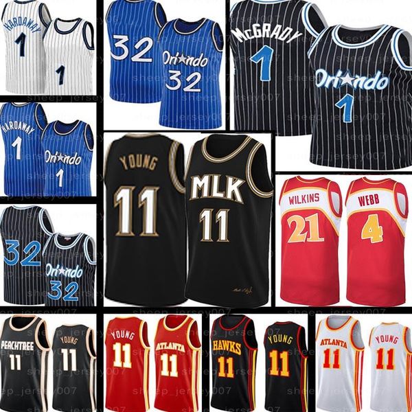 

retro tracy penny 1 hardaway mcgrady 32 jerseys trae 11 young 2021 new city jonathan 1 isaac spud 4 webb 21 basketball jerseys, Black;red