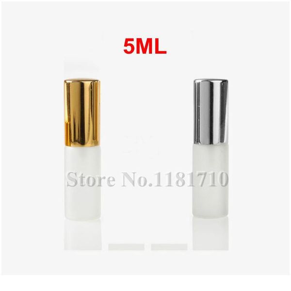 

20pcs/lot 5ml 10ml frosted glass spray bottle refillable perfume atomizer mini sample test glass vials with gold si qylmnp