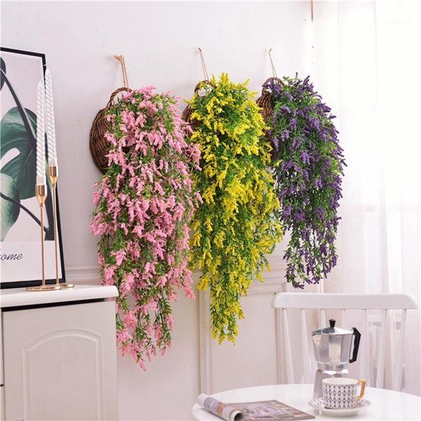 

artificial flower vine hanging garland plant fake lavender white green plant twigs hanging vine home garden wedding decoration1