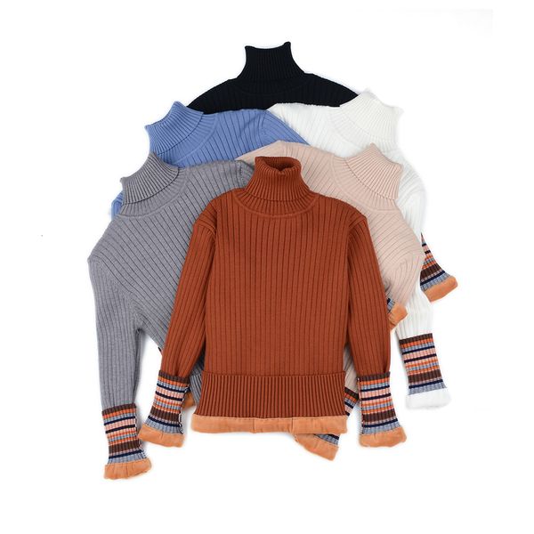 

2021 new -xl turtleneck with velvets autumn winter women pullover thick warm jumper knitted rib female sweater b7mr, White;black