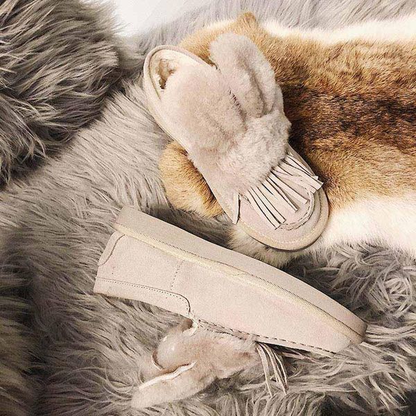 

casual shoes women snow boots winter zapatillas mujer casual flats tassel chaussures femme fur lady footware warm ears, Black