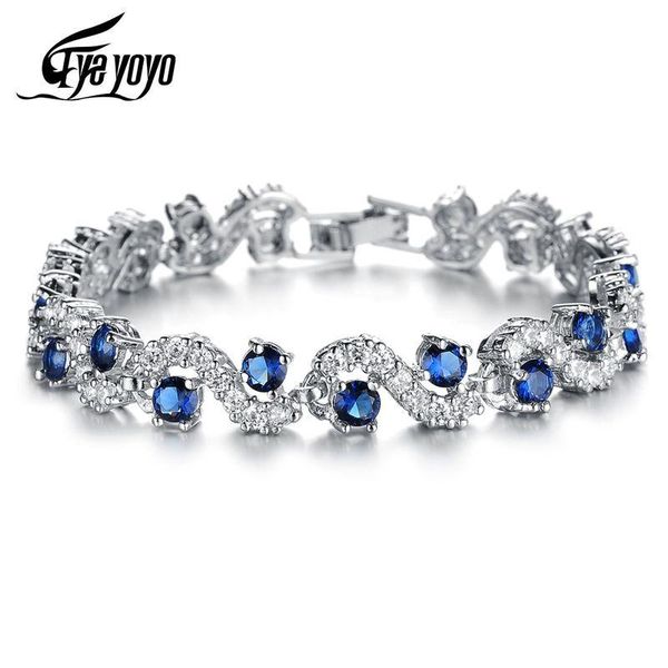 

eyeyoyo 3 colors cubic zircon blue green crystal s bohe bracelet for women copper beautiful jewelry, Black