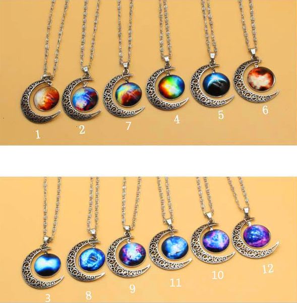 

new vintage starry moon outer space universe europe gemstone pendant necklaces mix modelsaxxy