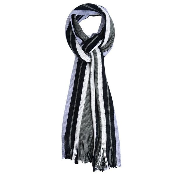 

elegant men winter fashion striped fringed scarf long shawl classical striped artificial wool wraps tassels strips scarf, Blue;gray