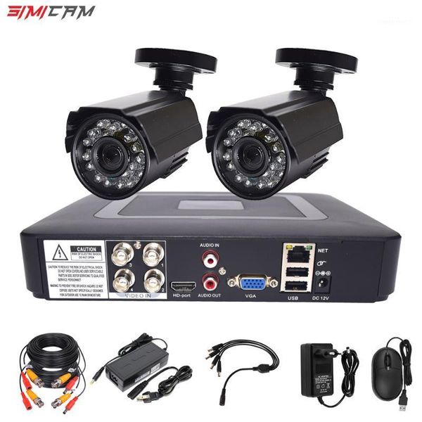 

systems simicam video cctv surveillance camera security system kit 2pcs ahd 2mp 1080p 4ch 5 in 1 recorder dvr night vision p2p set1