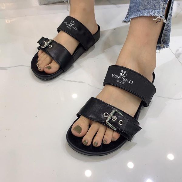 

sandals vvl 2021 french high women's classic all-in-one upper soft cowhide inner lining insole sheepskin luxury counter, Black