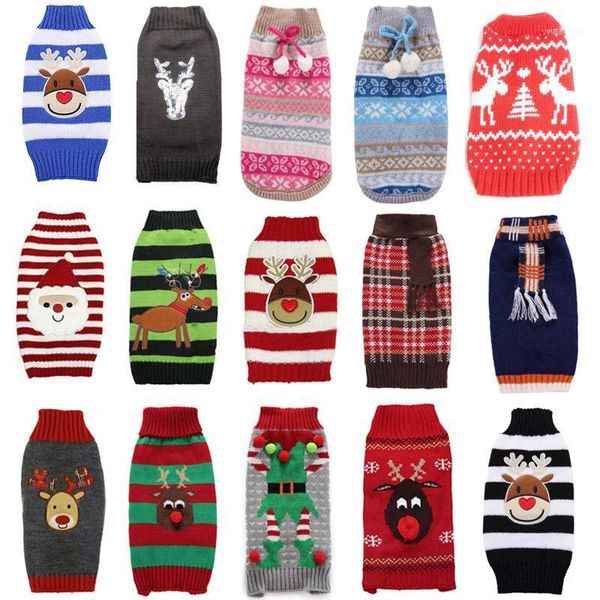 

dog apparel christmas pet sweater clothes winter warm pullover clothing for small large dogs knitting costume jersey perro1