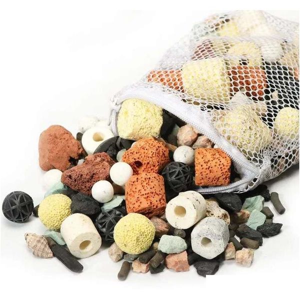 

500g multicolor aquarium filter media ceramic ring bacteria ring stone activated carbon biochemical bio house qylofr yh_pack
