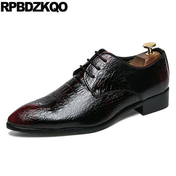 

dress shoes alligator waterproof red lace up pointed toe oxfords snakeskin wedding rubber sole snake skin crocodile men party1, Black