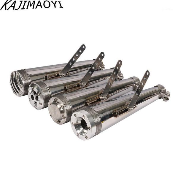 

kajimaoyi antique universal 38-46mm retro electroplating chrome motorcycle muffler exhaust pipe vertical vintage pressure case1