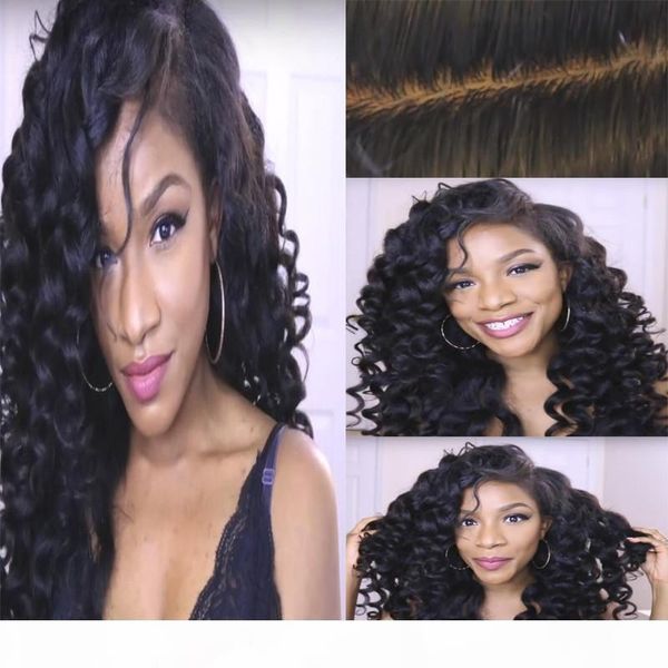 

7a full lace human hair wigs 180% density lace front human hair wig for black women brazilian natural curly front lace wig, Black;brown