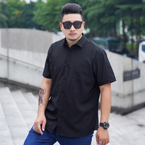 

new 2020 will see big man's size casual business loose 8-color professional short sleeve shirt l77p, White;black