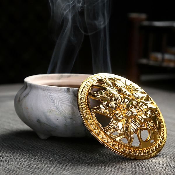 

metal caps ceramics censer handicraft fragrance lamps fashion universal indoor room incense burner eco friendly sell well 5wl j1