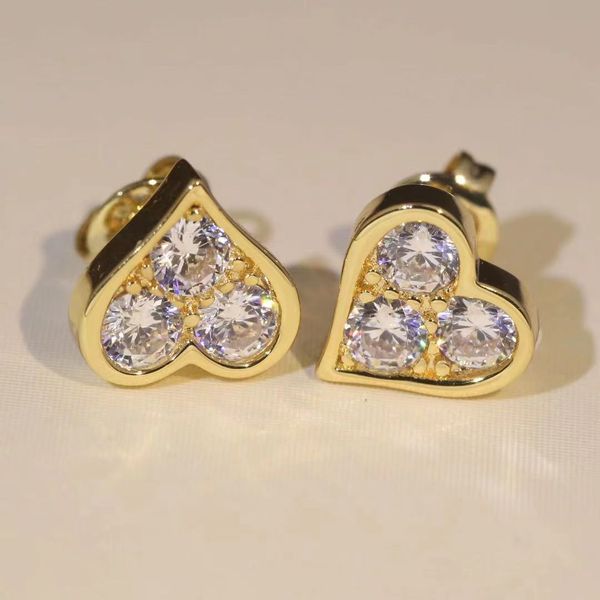 

2021 micro inlay diamond earrings simple fashion earrings stainless steel material no allergy no fading women heart earrings wholesale, Golden;silver