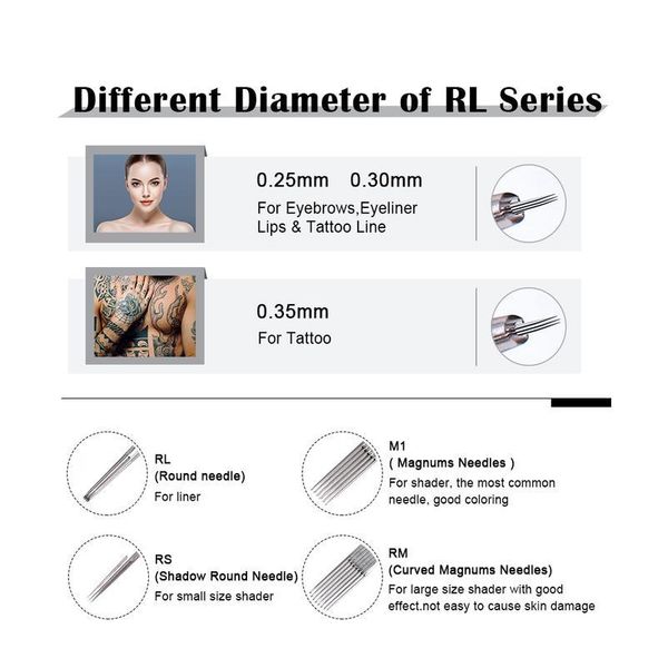 

10pcs/box disposable tattoo cartridge needles rl rs rm m1 tattoo needle for tattoo pen machine liner shader qylazc