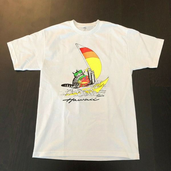 

b kliban hawaii fat cat tourist sailboat beer cartoon tshirt us size street plus size t-shirt sport hooded sweatshirt hoodie