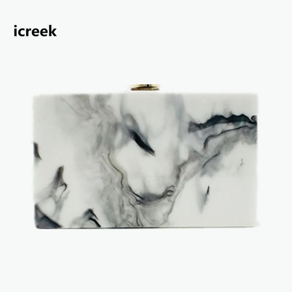 

new chinese style vintage acrylic evening bag ink print handbag marble pattern women clutch casual messenger shoulder chain bags