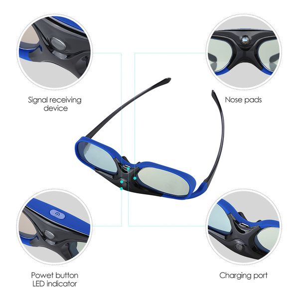 

original shutter d glasses dlp-link liquid crystal rechargeable virtual reality lcd glass for xgimi h/ h/ z/ cc aurora