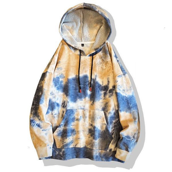 

2021 new autumn tie dye hoodies fleece warm man hooded sweatshirts japanese men casual oversized pullovers tcv5, Black