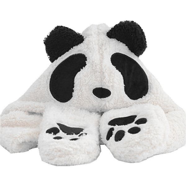 

panda cartoon animal plush hat children's or adult's winter warm cap combined scarf and glove drop shipping accepted, Silver