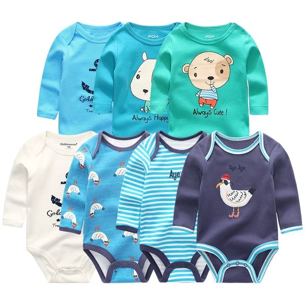 

7pcs/lot newborn baby girl clothes long sheeve boy rompers clothing set recien baby pajamas cotton roupas de bebe baby onesie y200323, White