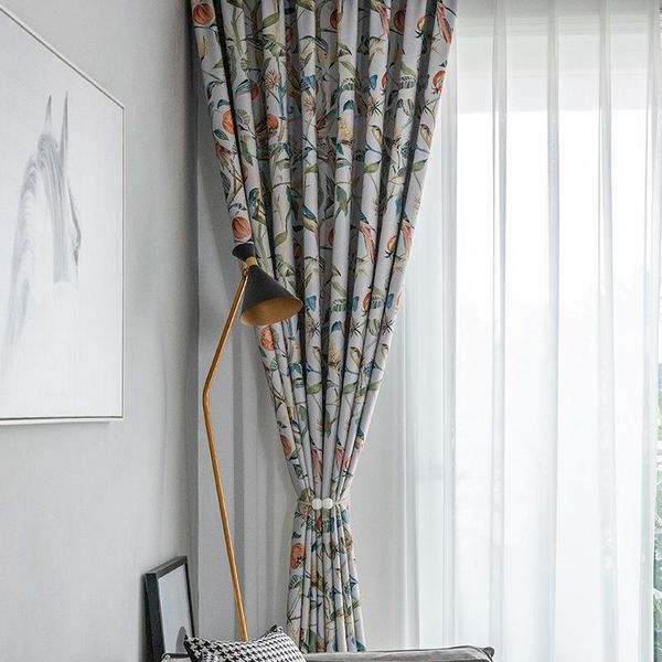 

curtain & drapes [harvest and birds] printed curtains modern simple for living room bedroom study double-sided mablackout