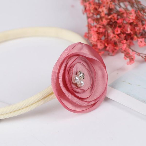 

3шт / набор элегантный держатель младенца цветок волосы бант полоса эластичный нейлон аксессуары, Slivery;white