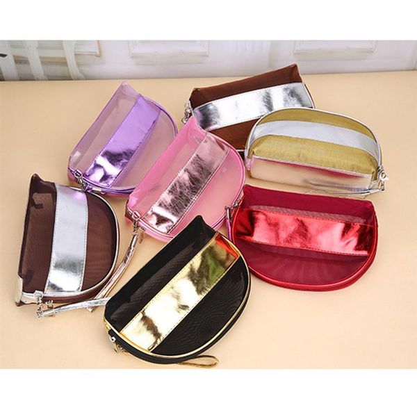 

cosmetic bags & cases coofit 1pc fashion mesh toiletry bag large capacity portable makeup pouch semicircle for outdoor travel