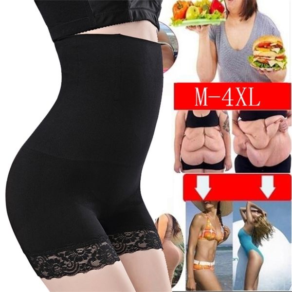

waist trainer butt lifter tummy shaper modeling strap slimming underwear lingerie woman corrector posture control pants briefs lj201210, Black;white