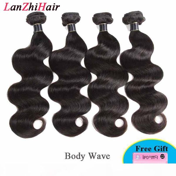 

8a indian malaysian body wave hair weaves 3 4 bundles 100% peruvian virgin human hair bundles 100% unprocessed human hair extensions dhl, Black