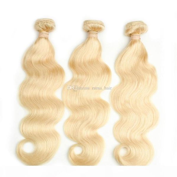 

platinum blonde human hair bundles for black women 3 bundles deals #613 body wave peruvian virgin hair weft for sale, Black;brown