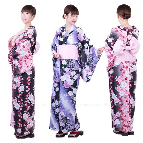 

traditional japanese yukata kimono party wedding formal dress for women haori floral robes anime cosplay costumes asian clothes, Red