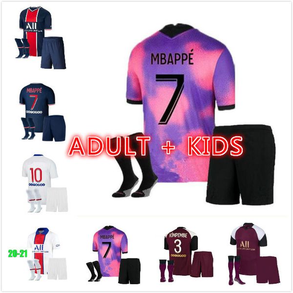 

kids maillots de football 20 21 mbappe soccer jerseys 2020 2021 di maria kean third jerseys icardi verratti fourth football shirt, Black