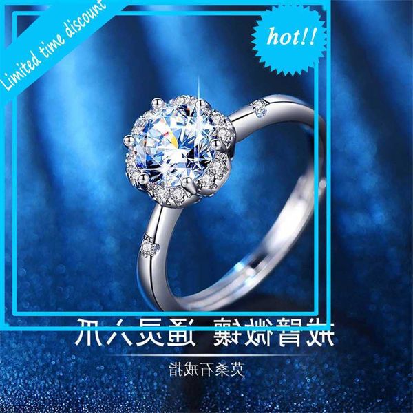

vibrant live broadcast fashion simple flower shaped micro diamond zircon tiktok popular women's 1 mulsang ring, Golden;silver