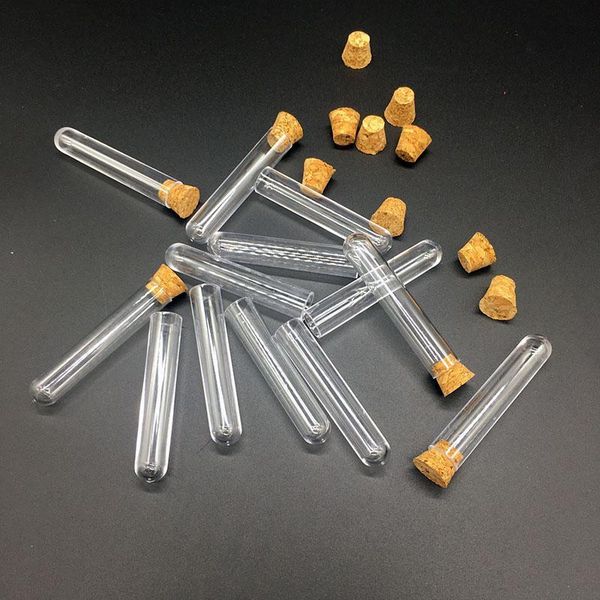 

100pcs 13x100mm plastic test tube with cork ser clear like glass, laboratory school educational supplies q bbygkk