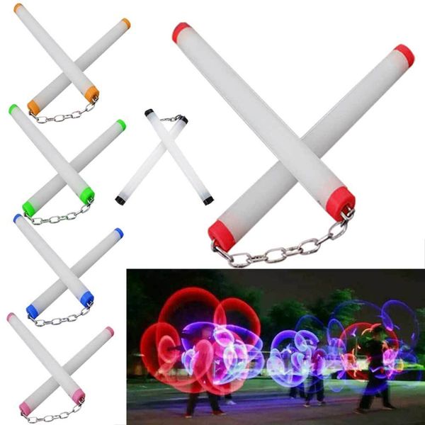 

led light nunchakus glowing fluorescent performance kongfu nunchaku sticks light up toys nsv775 q0113