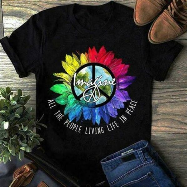 

sunflower hippie imagine all the people living life in peace men s 3xl printed hoodie designers t shirts sweatshirt