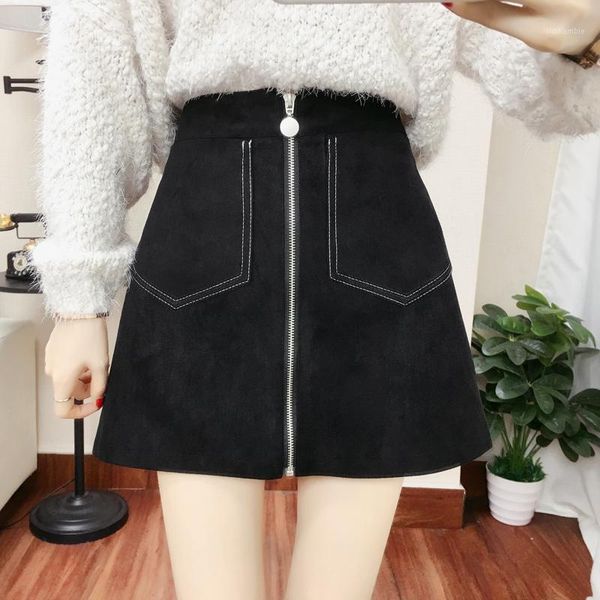 

large women's ins super fire deerskin skirt for autumn and winter1, Black