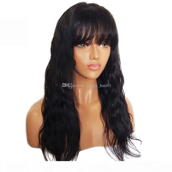 

human hair wavy wig lace front wigs natural wave full lace wig glueless peruvian virgin hair part wig, Black;brown